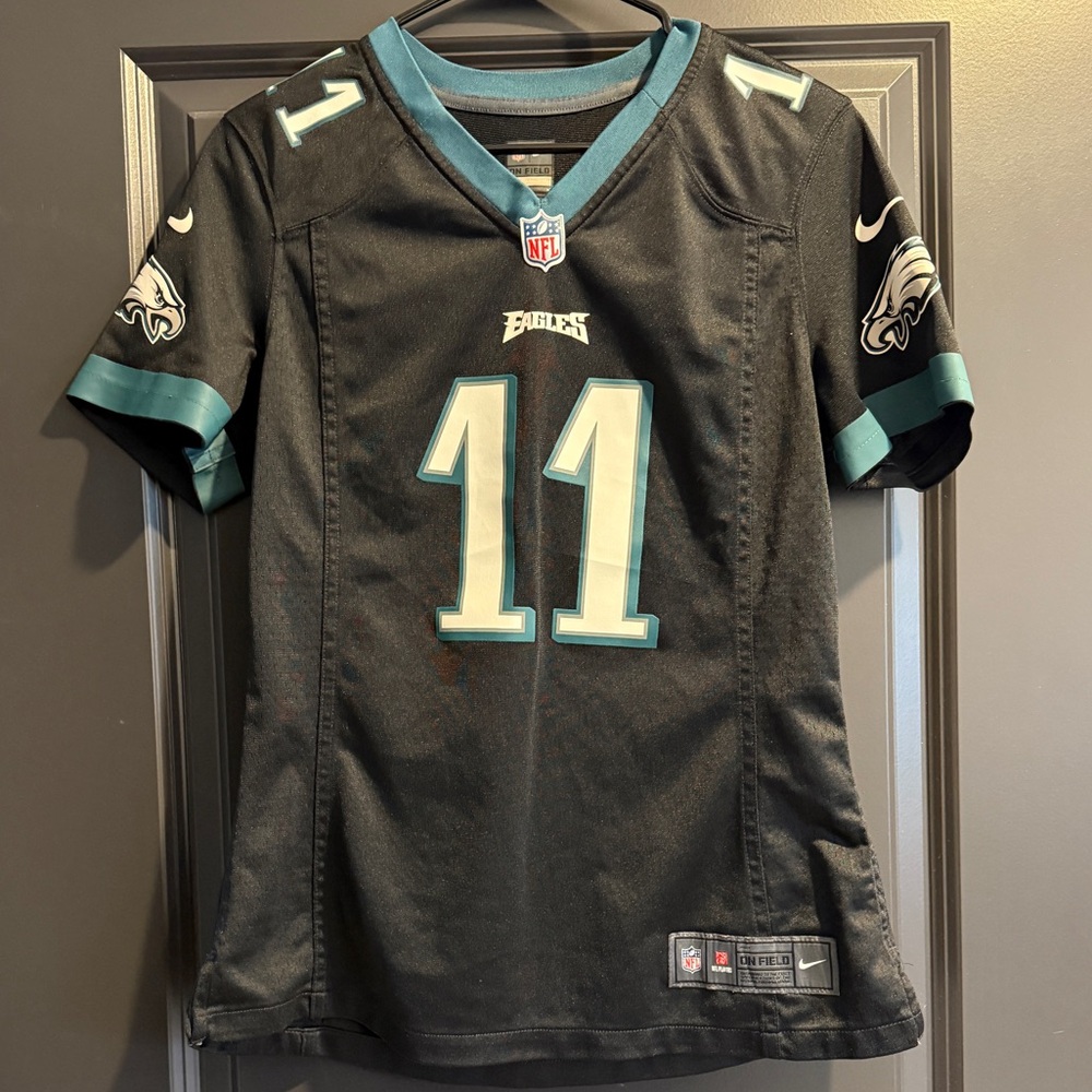 NFL Philadelphia Eagles Black and Teal On Field Jersey (M)